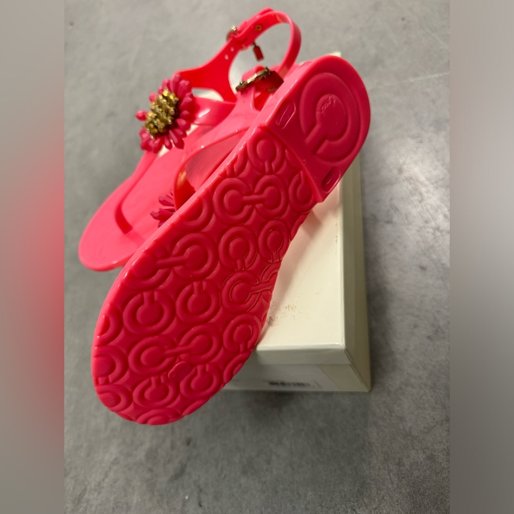 NIB Coach Hilda Jelly Pearlized Coral Pink Beaded Sandal size 8b - Picture 6 of 6